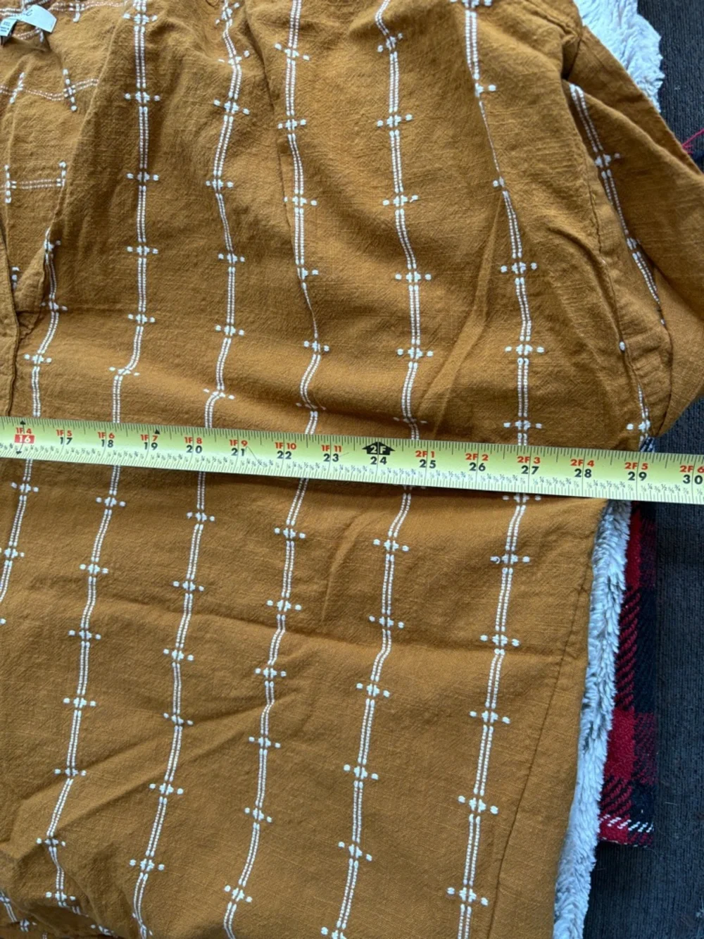018 Madewell Rust V-Neck Tunic Top with White Stitching - Picture 5 of 6